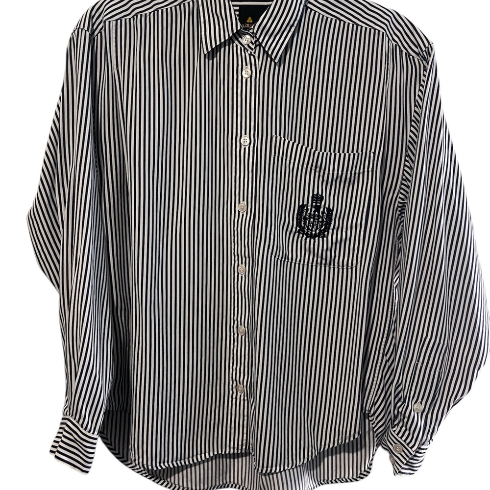 Vintage Liz Sport White and Blue Button Down Shirt